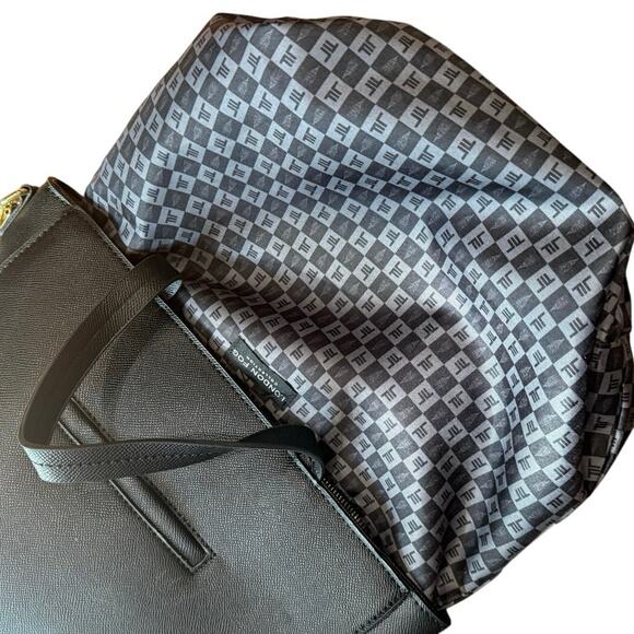 London Fog Sophia Studded Black Tote Bag NWT Faux Leather Gold Hardware - Picture 5 of 14